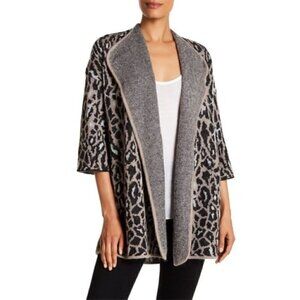 Joie Berit Cardigan S Mohair Wool Blend Long Leopard Print Oversized Cozy Warm